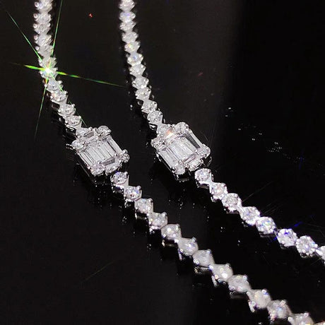 0.6Ct Natural diamond Au750 18k White gold Bracelet Diamond Ring Fashion Wedding Party Fine Jewelry Ladies Anniversary Gift - Zoter Shop