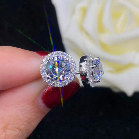 1 Carat Certified Moissanite Stud Earrings For Women Platinum Plating Sterling Silver Diamonds Ear Studs Wedding Fine Jewelry - zoter Shop